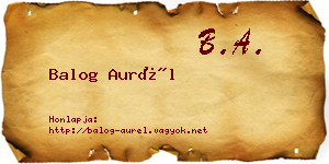 Balog Aurél névjegykártya